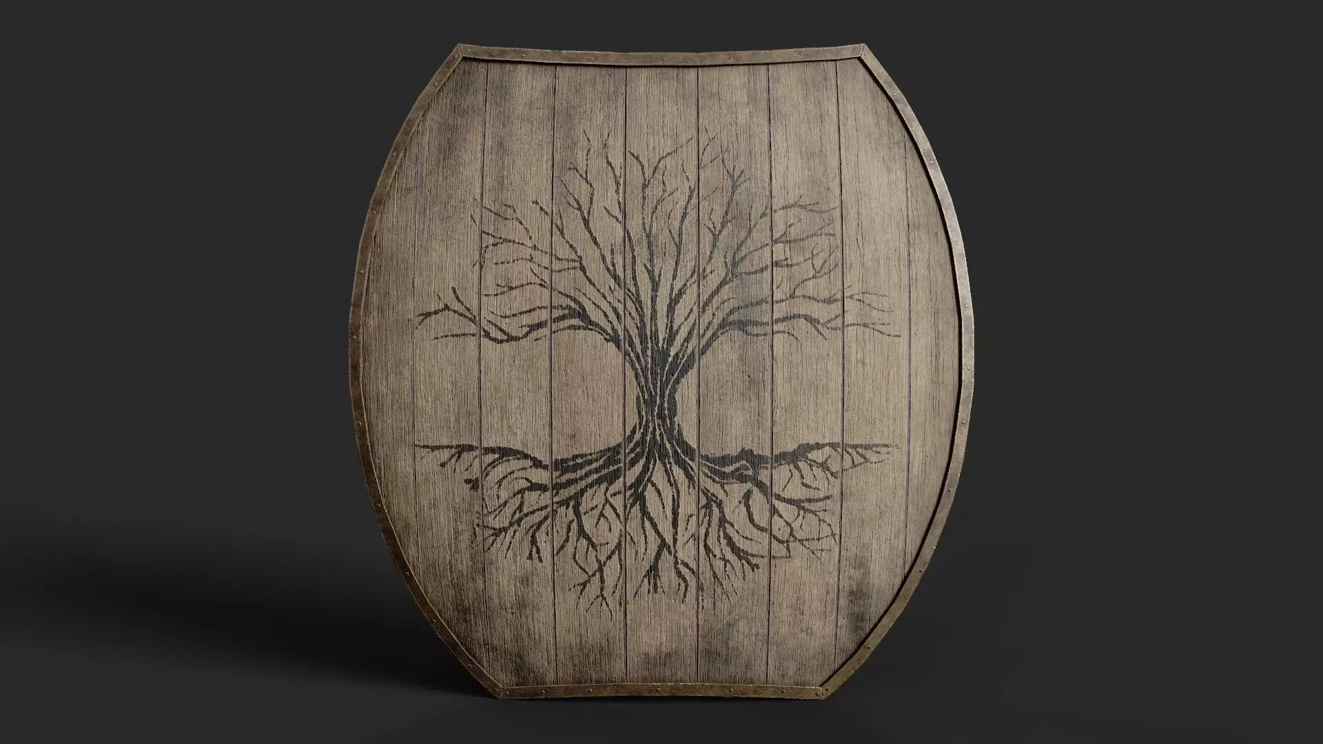 Slavic hybrid shield-painted black tree symbol Low-poly 3D model_0