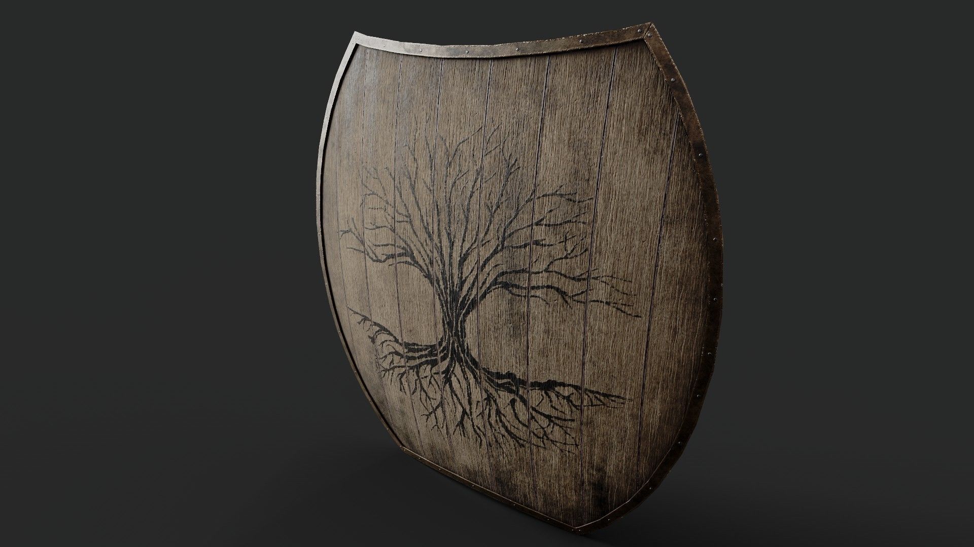 Slavic hybrid shield-painted black tree symbol Low-poly 3D model_5