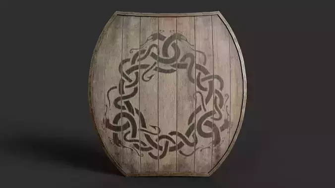 Slavic hybrid shield-painted black urobors symbol Low-poly 3D model