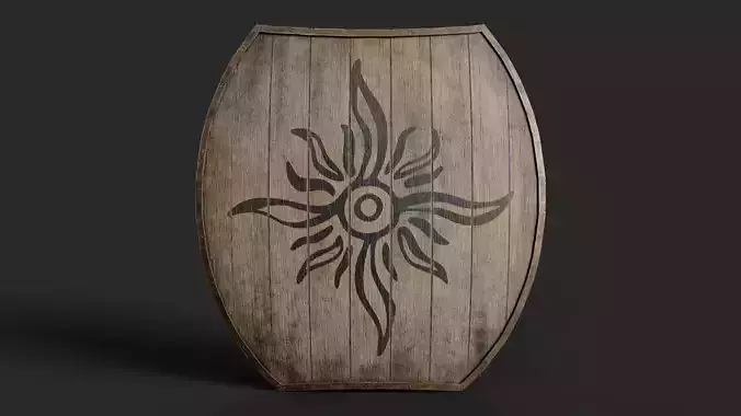 Slavic hybrid shield-painted black Sun symbol Low-poly 3D model
