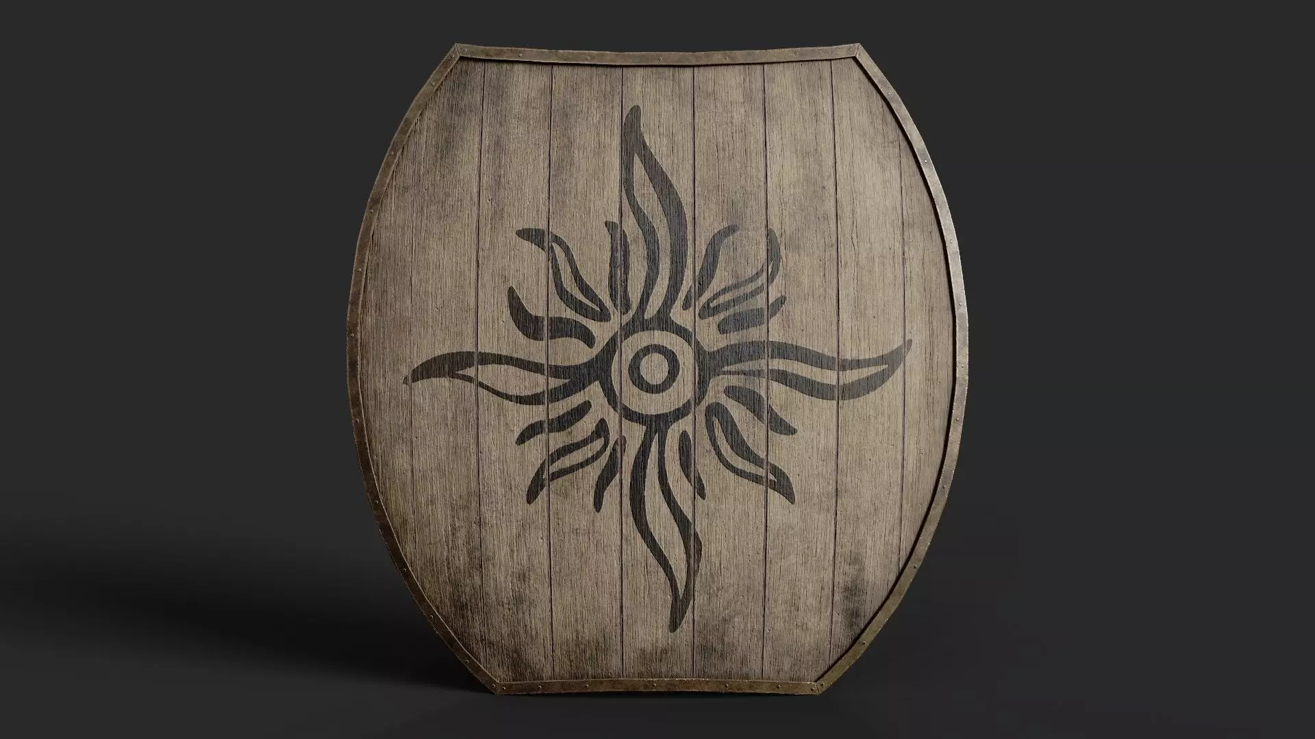 Slavic hybrid shield-painted black Sun symbol Low-poly 3D model_0