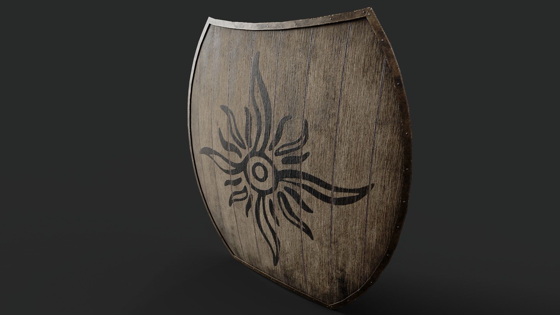 Slavic hybrid shield-painted black Sun symbol Low-poly 3D model_5