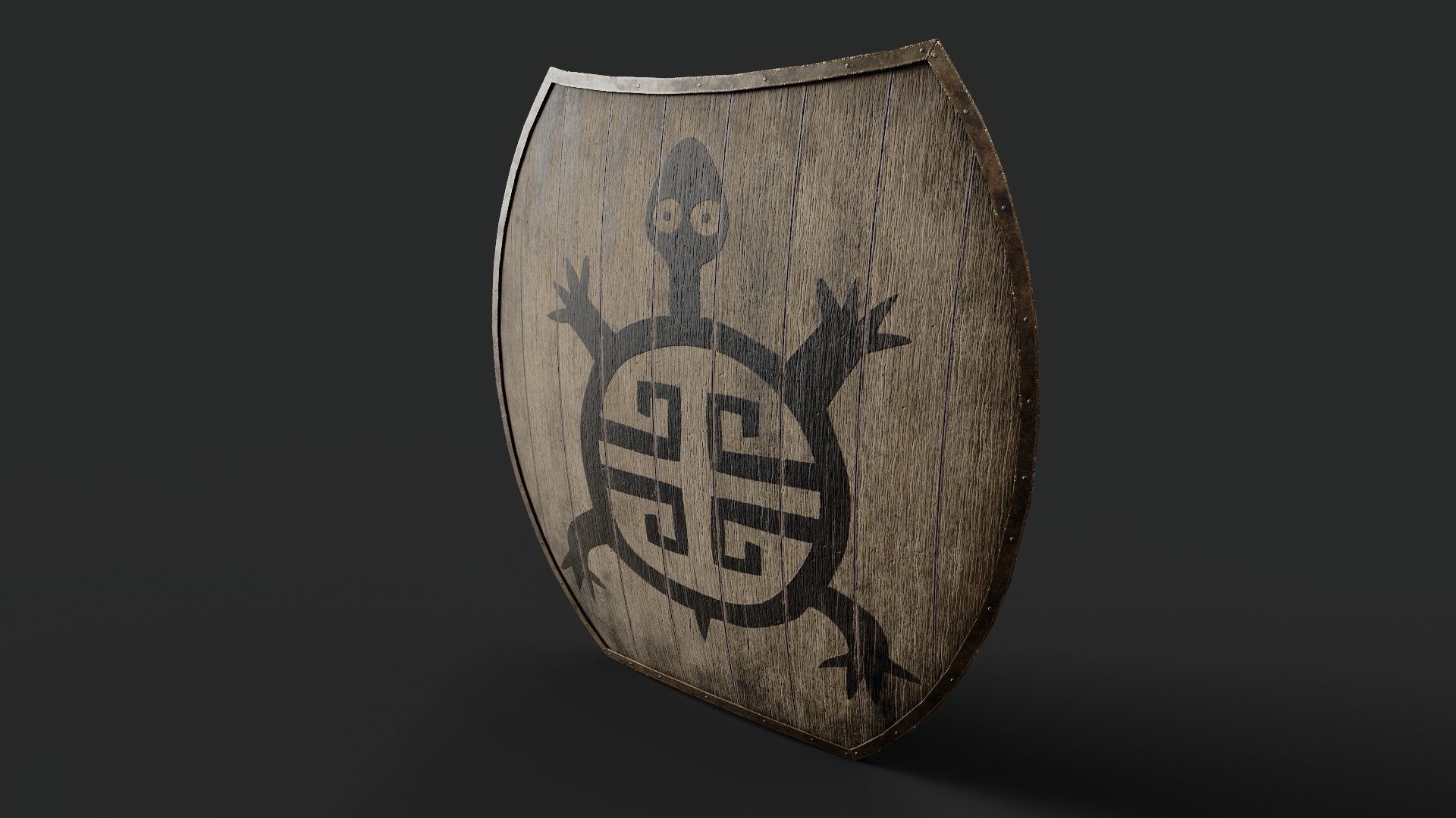 Slavic hybrid shield-painted black turtle symbol Low-poly 3D model_5