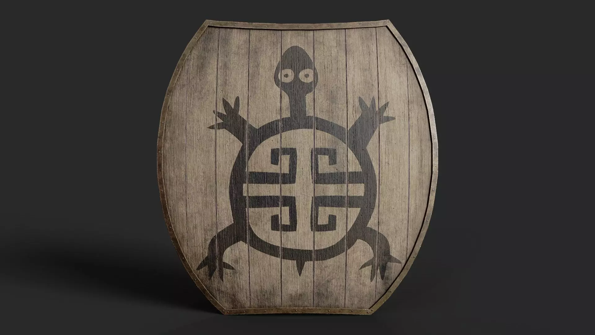 Slavic hybrid shield-painted black turtle symbol Low-poly 3D model_0