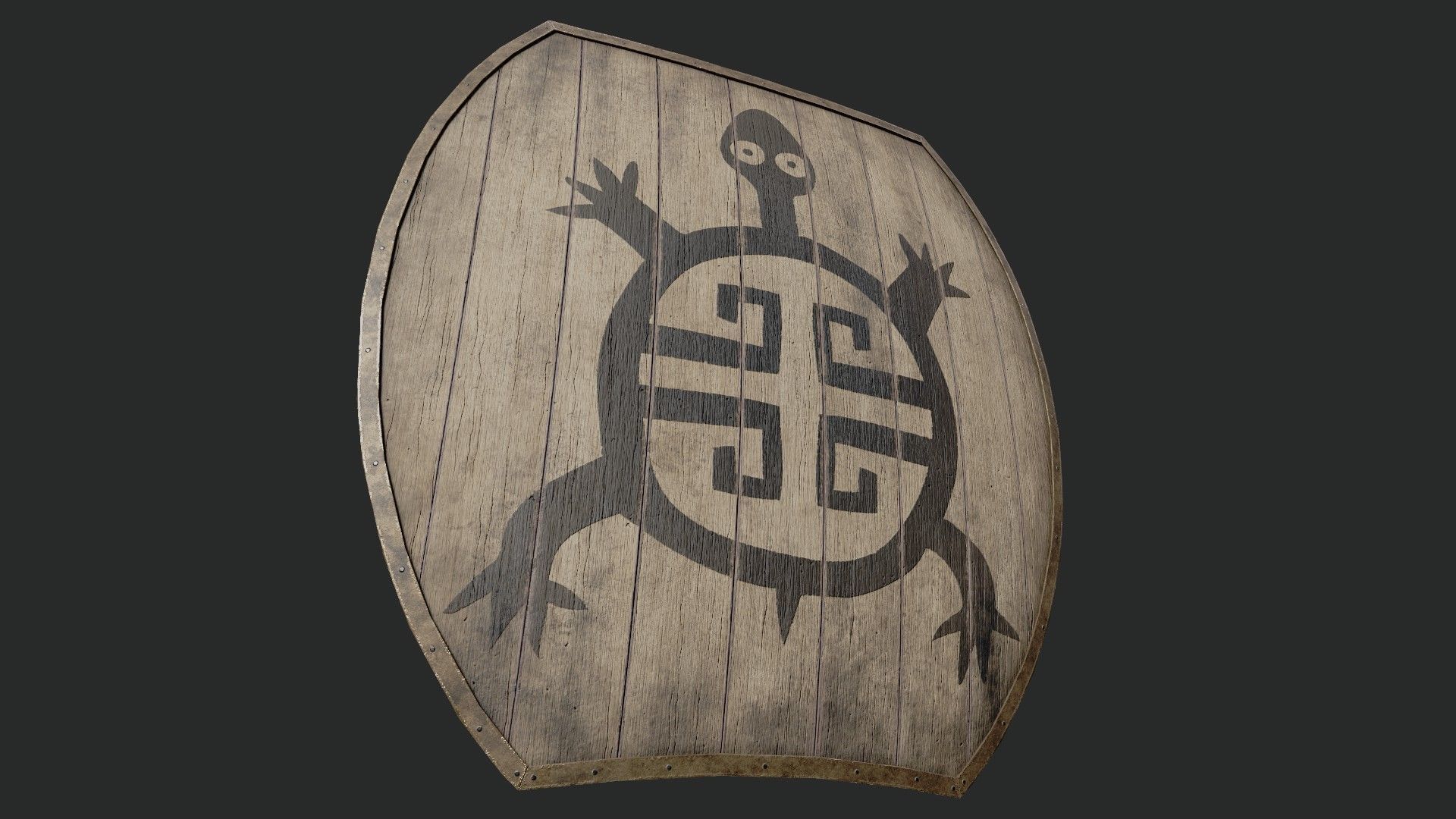 Slavic hybrid shield-painted black turtle symbol Low-poly 3D model_4