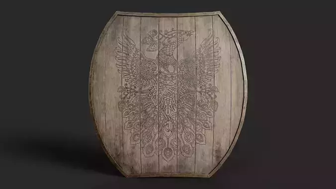 Slavic hybrid shield-painted black pheasant symbol Low-poly 3D model