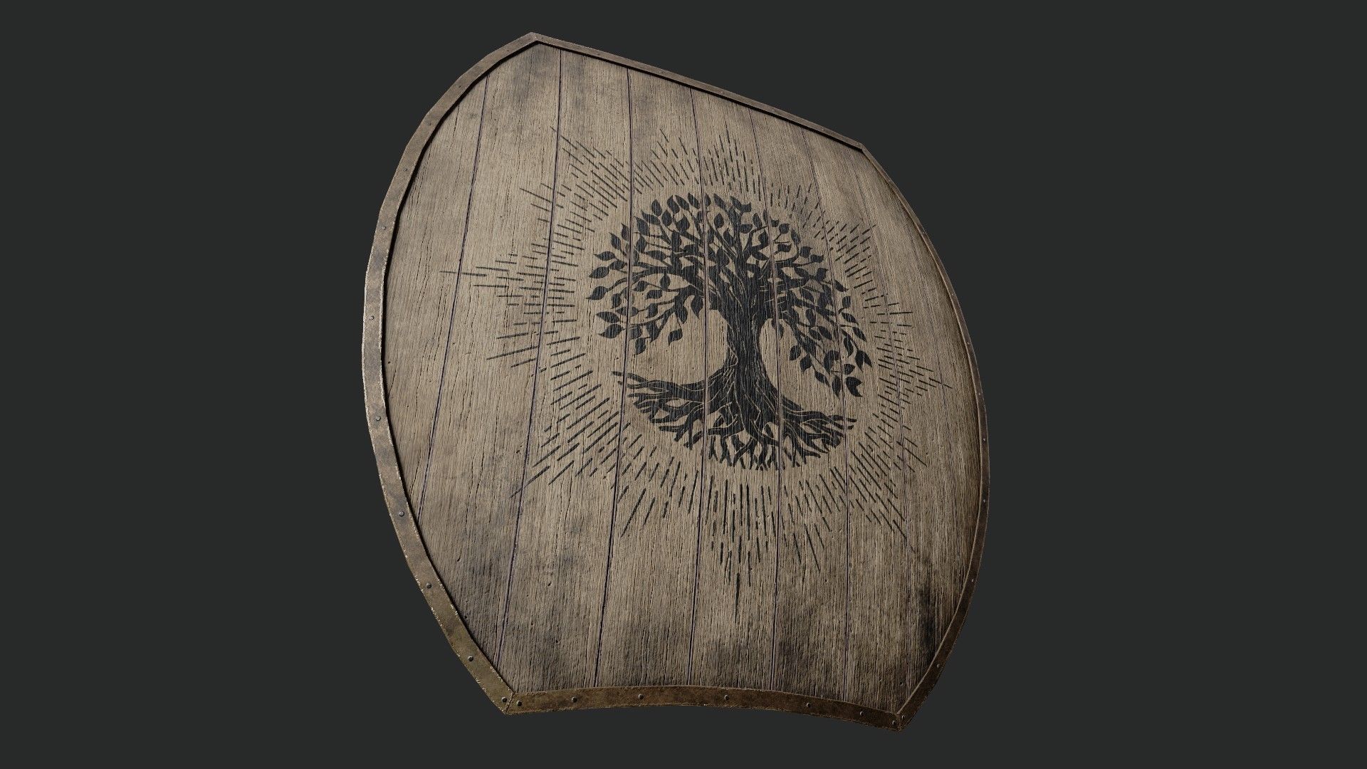 Slavic hybrid shield-painted black tree symbol Low-poly 3D model_4