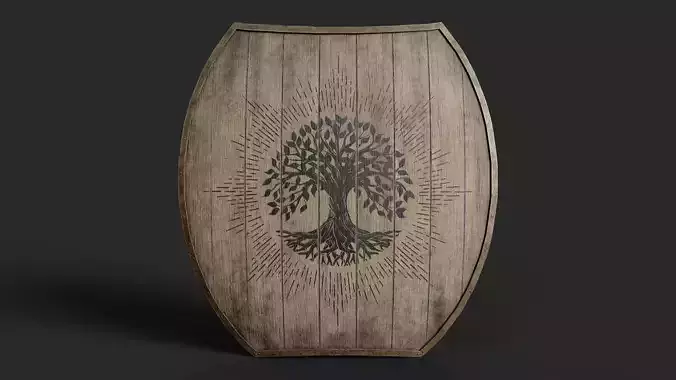Slavic hybrid shield-painted black tree symbol Low-poly 3D model