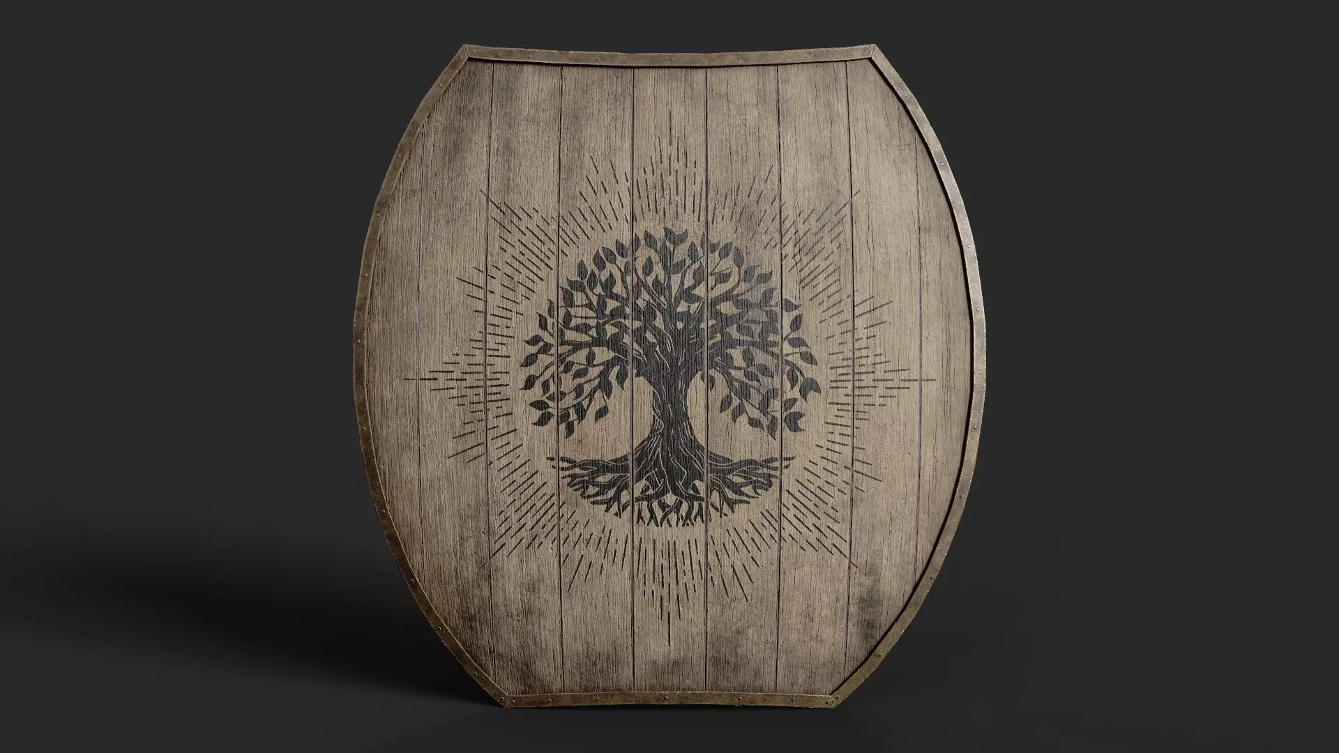 Slavic hybrid shield-painted black tree symbol Low-poly 3D model_0