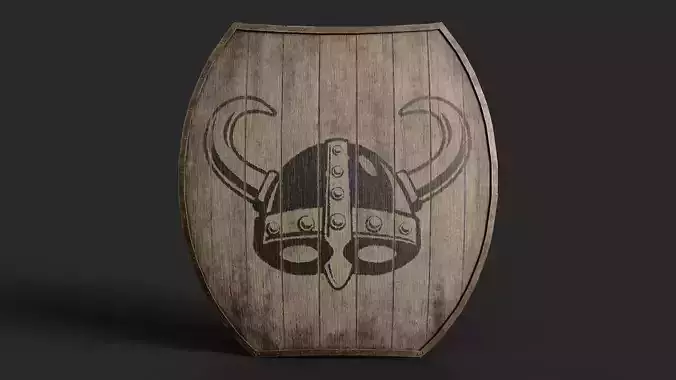 Slavic hybrid shield-painted black helmet symbol Low-poly 3D model