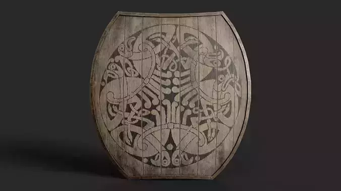 Slavic hybrid shield-painted black nordic symbol Low-poly 3D model