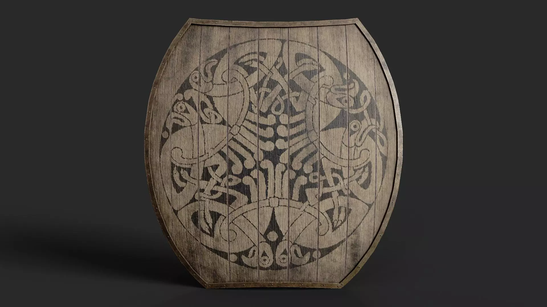 Slavic hybrid shield-painted black nordic symbol Low-poly 3D model_0