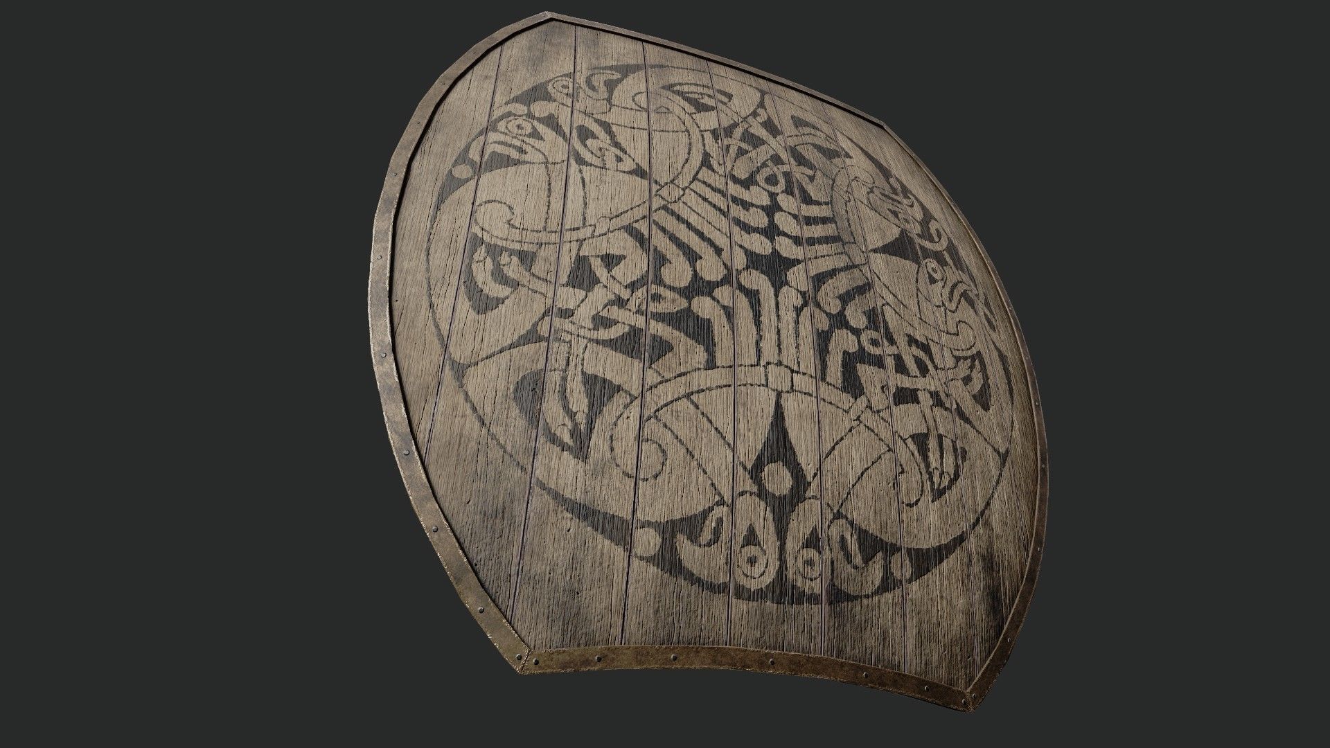Slavic hybrid shield-painted black nordic symbol Low-poly 3D model_4