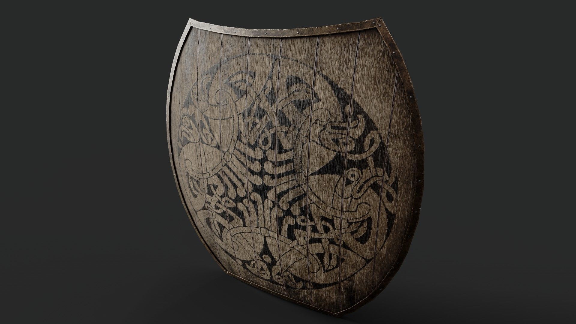 Slavic hybrid shield-painted black nordic symbol Low-poly 3D model_5