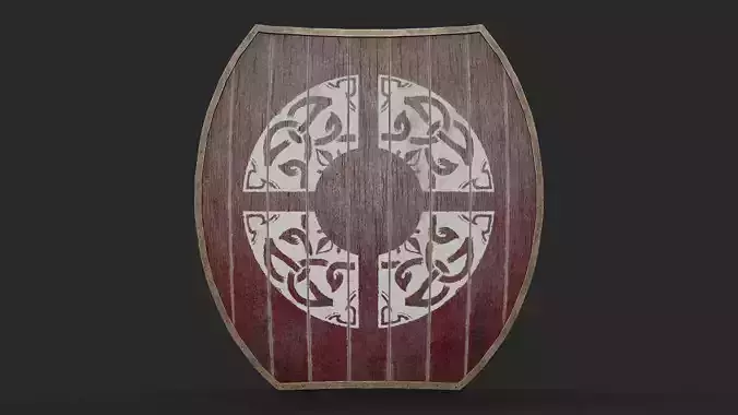 Slavic hybrid shield-painted red with ring rune symbol