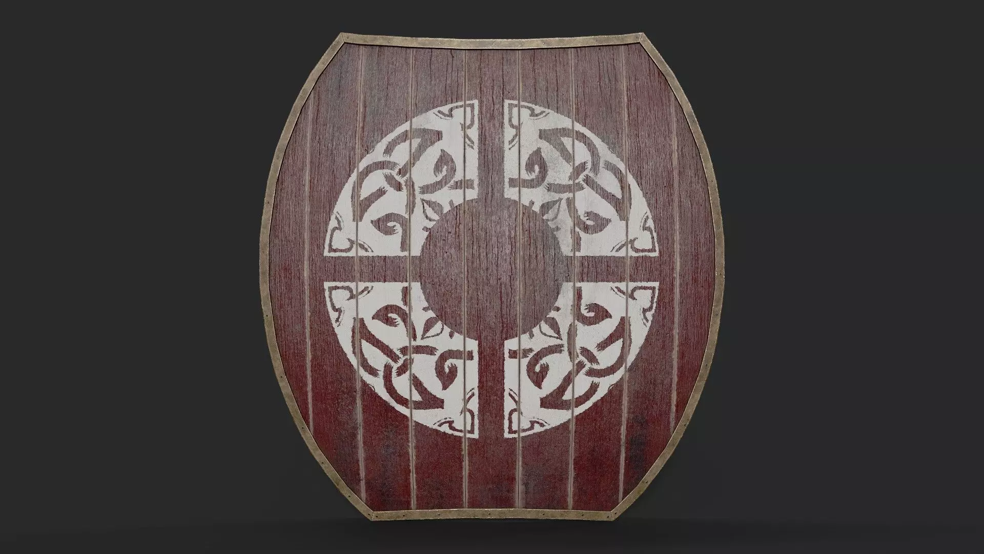 Slavic hybrid shield-painted red with ring rune symbol Low-poly 3D model