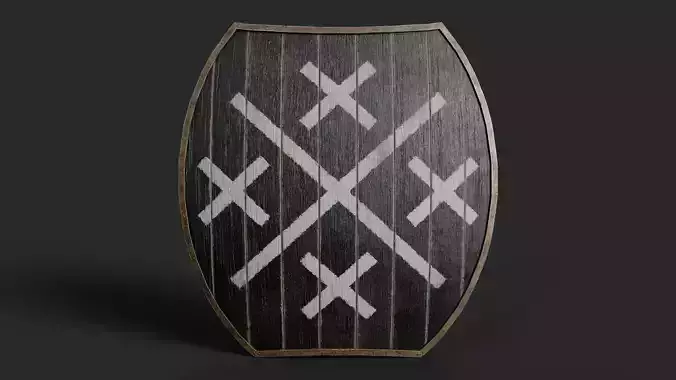 Slavic hybrid shield-painted black with white crosses symbol Low-poly 3D model