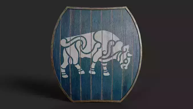 Slavic hybrid shield-painted blue with bull symbol