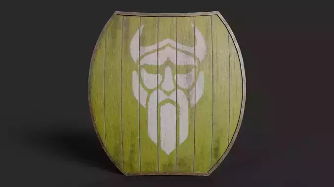 Slavic hybrid shield-painted yellow with God symbol