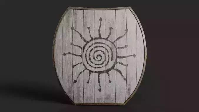 Slavic hybrid shield-painted white with Sun symbol