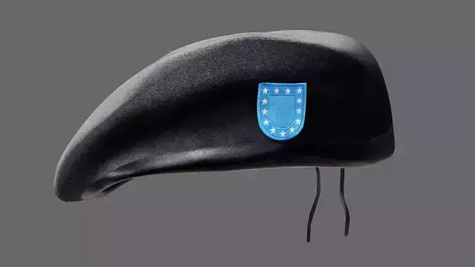US Military Helmet hat Beret  Black  Low-poly 3D model