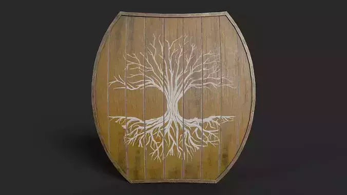 Slavic hybrid shield-painted orange with trees symbol