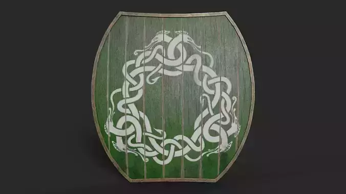 Slavic hybrid shield-painted green with uroboros symbol