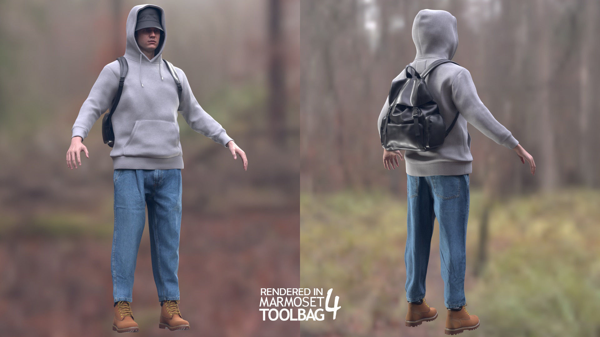 Man - Autumn 2 - Modular - Rigged Low-poly 3D model_6