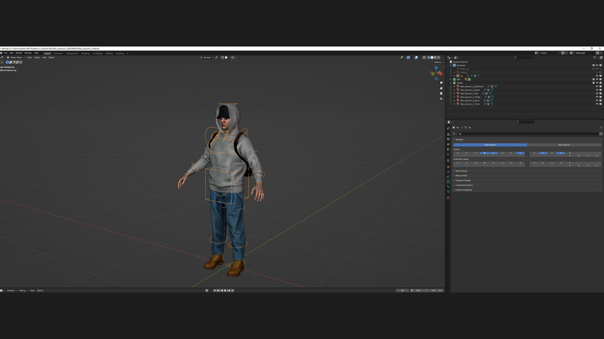 Man - Autumn 2 - Modular - Rigged Low-poly 3D model_7