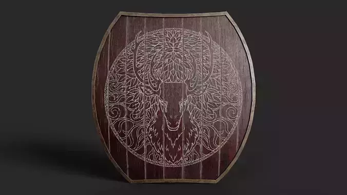 Slavic hybrid shield-painted red with deer symbol