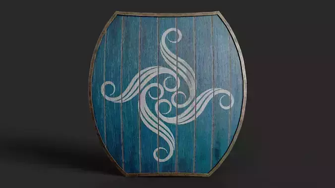 Slavic hybrid shield-painted blue with spiral symbol