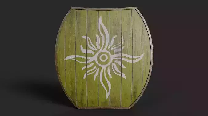 Slavic hybrid shield-painted yellow with Sun symbol