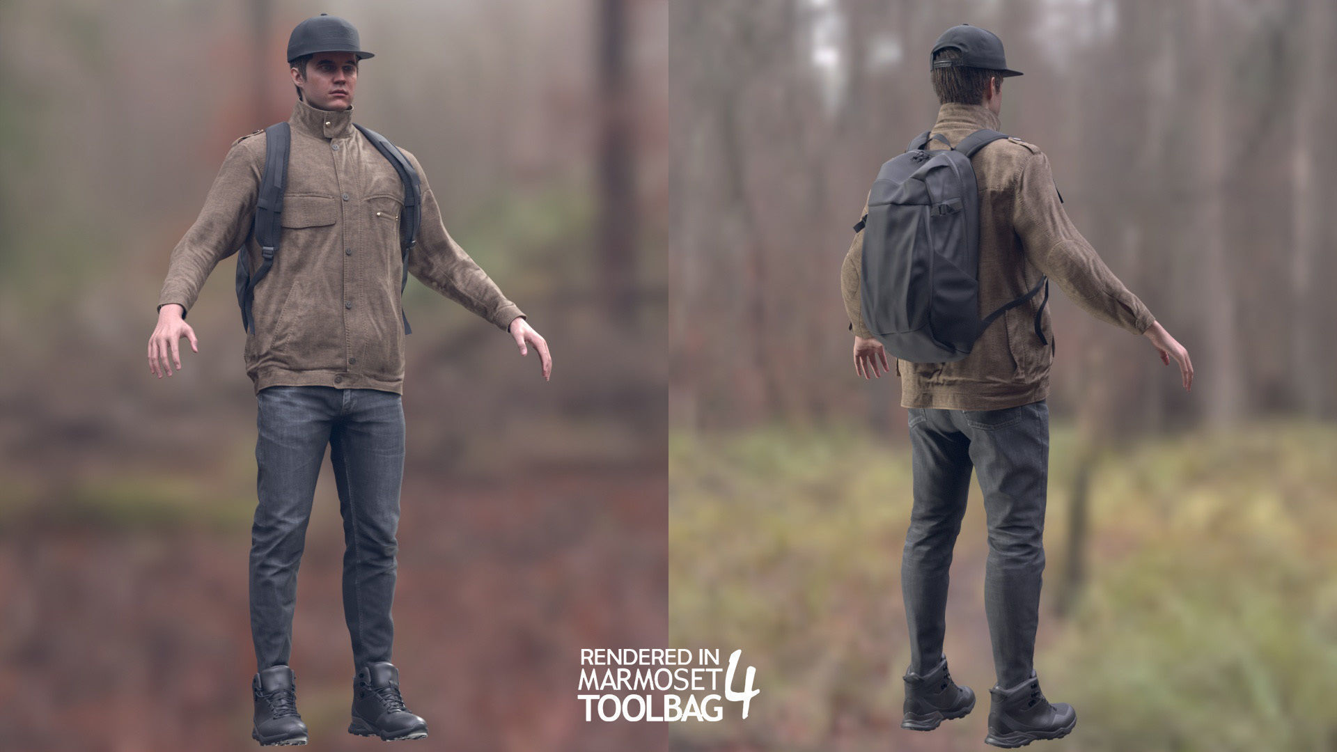 Man - Autumn Outfit 4 - Modular - Rigged Low-poly 3D model_6