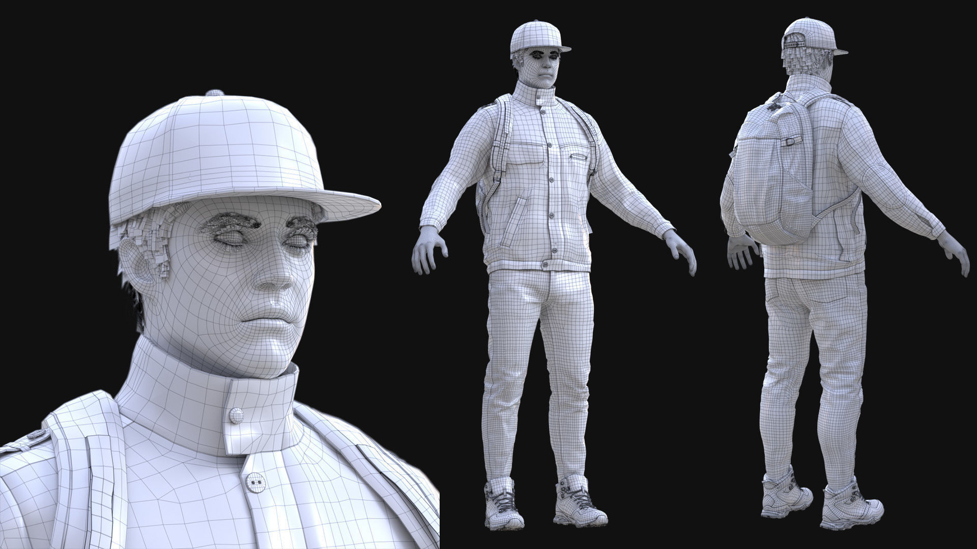 Man - Autumn Outfit 4 - Modular - Rigged Low-poly 3D model_19