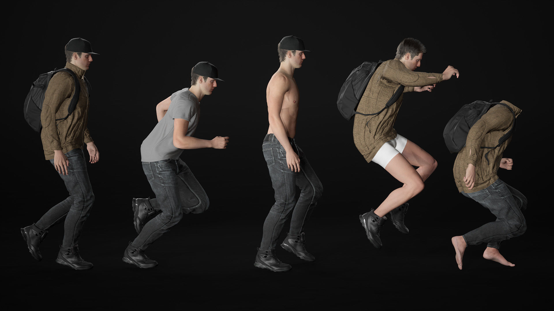 Man - Autumn Outfit 4 - Modular - Rigged Low-poly 3D model_22