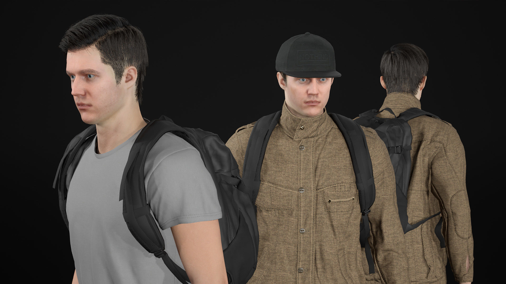 Man - Autumn Outfit 4 - Modular - Rigged Low-poly 3D model_25