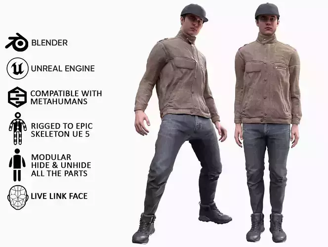 Man - Autumn Outfit 4 - Modular - Rigged