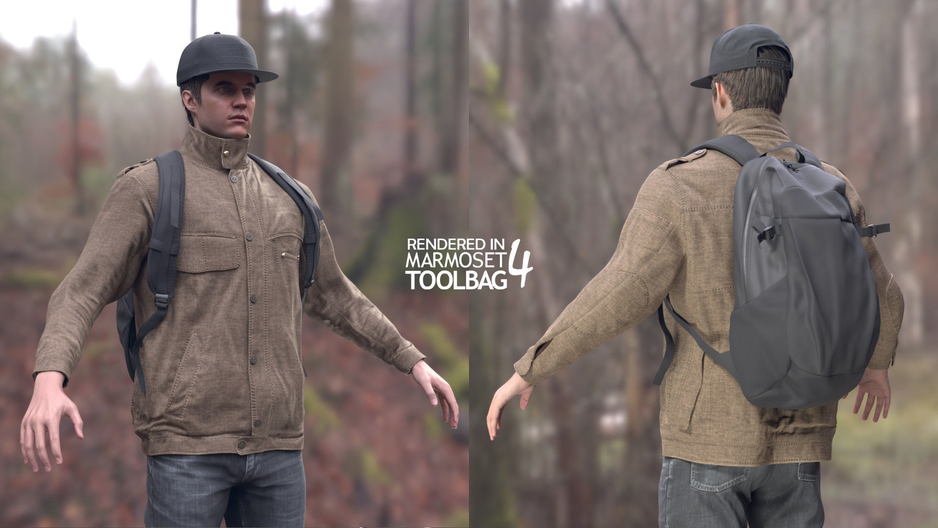 Man - Autumn Outfit 4 - Modular - Rigged Low-poly 3D model_4