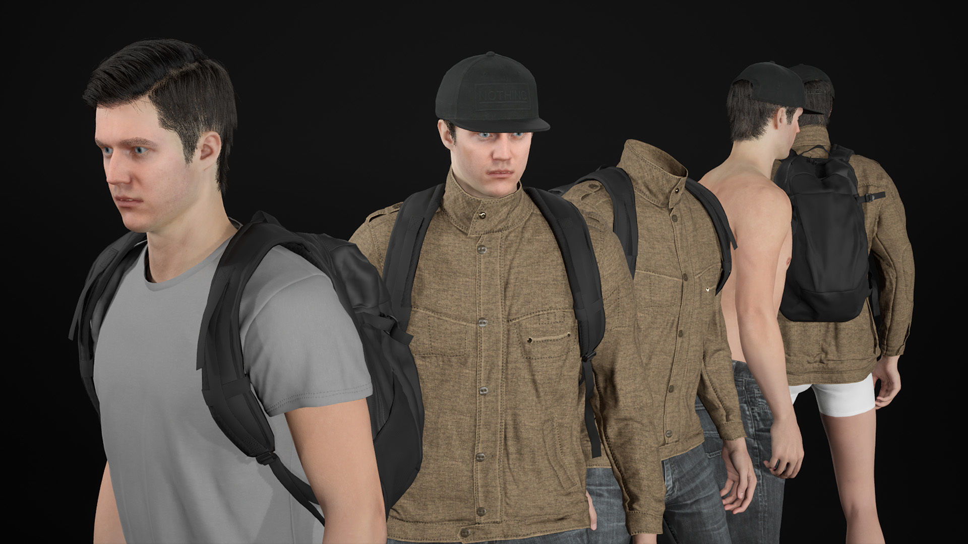 Man - Autumn Outfit 4 - Modular - Rigged Low-poly 3D model_23