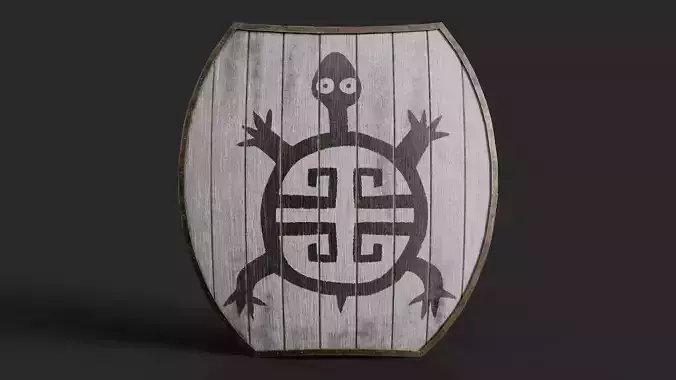 Slavic hybrid shield-painted white with turtle symbol