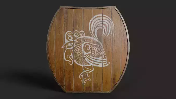 Slavic hybrid shield-painted orange with rooster symbol