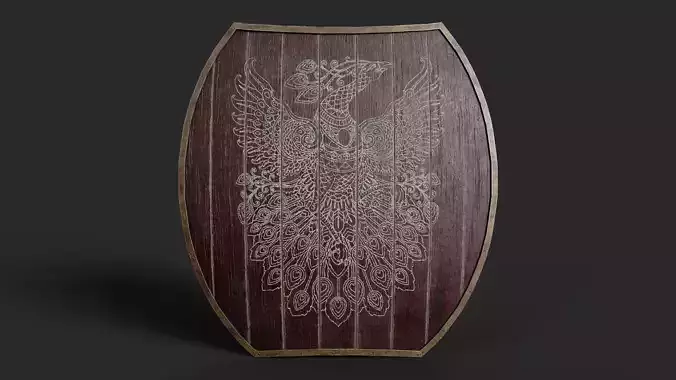 Slavic hybrid shield-painted red with pheasant symbol
