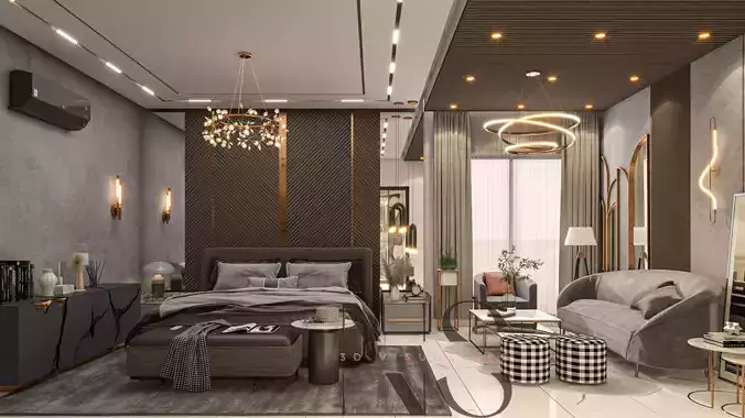 sunset Modern bed room 2020 3D model