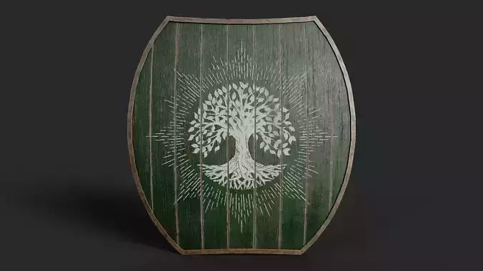 Slavic hybrid shield-painted green with trees symbol
