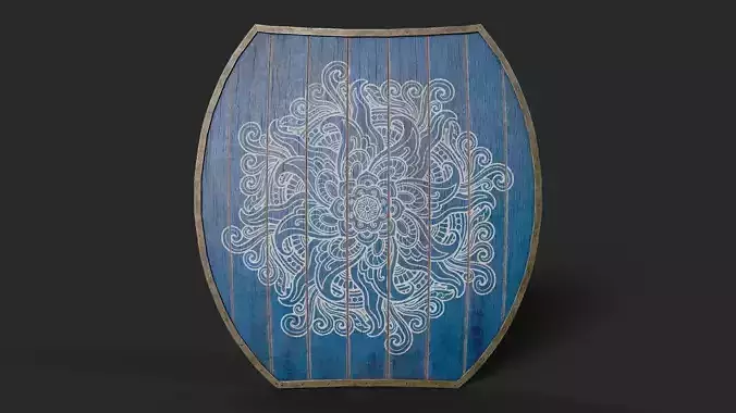Slavic hybrid shield-painted blue with flower symbol