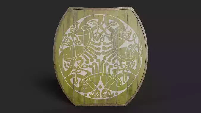 Slavic hybrid shield-painted yellow with nordic symbol