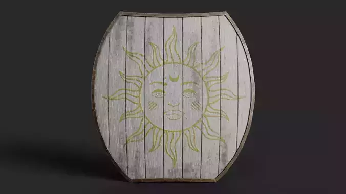 Slavic hybrid shield-painted white with Sun symbol