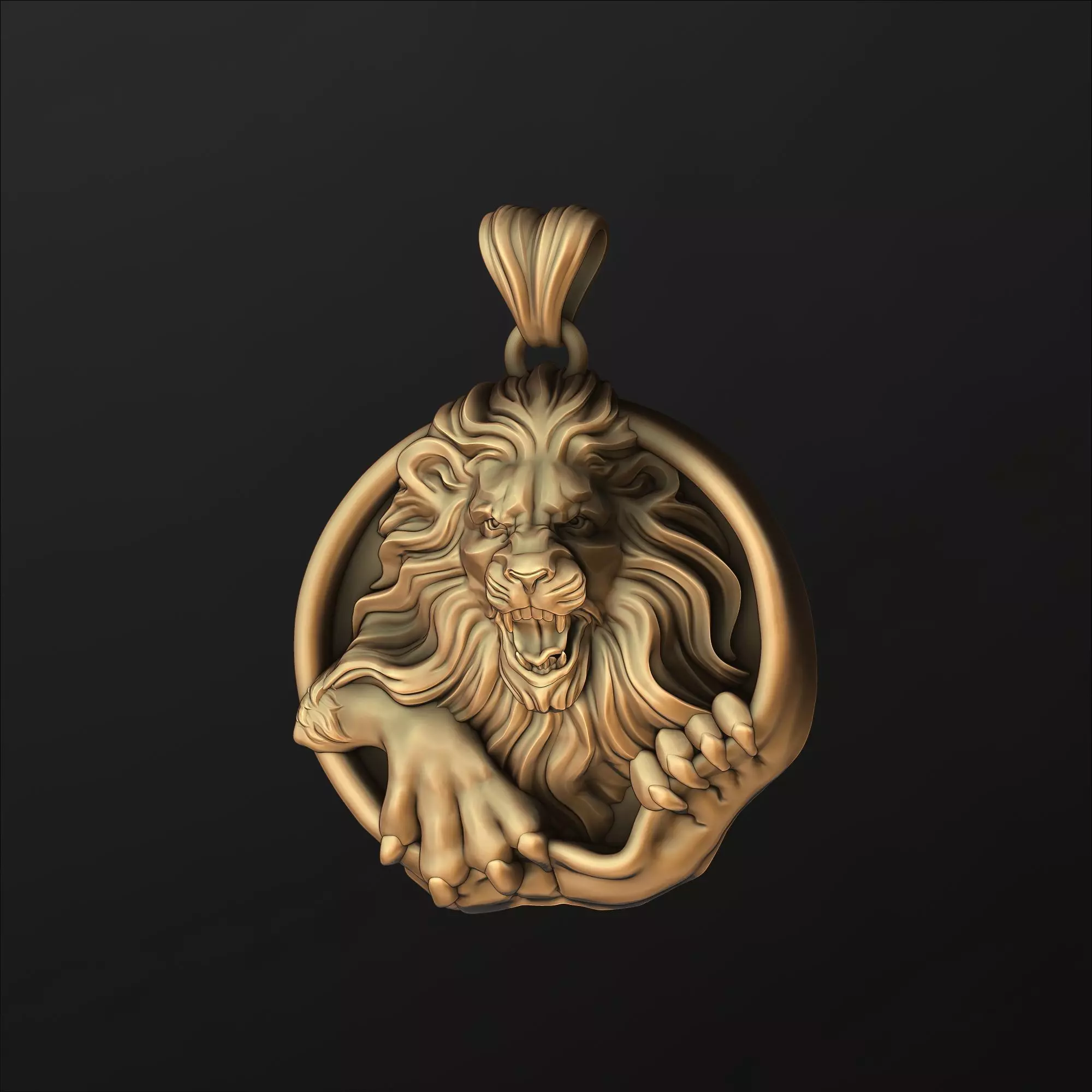 Furious Angry Lion pendant 3D print model_0
