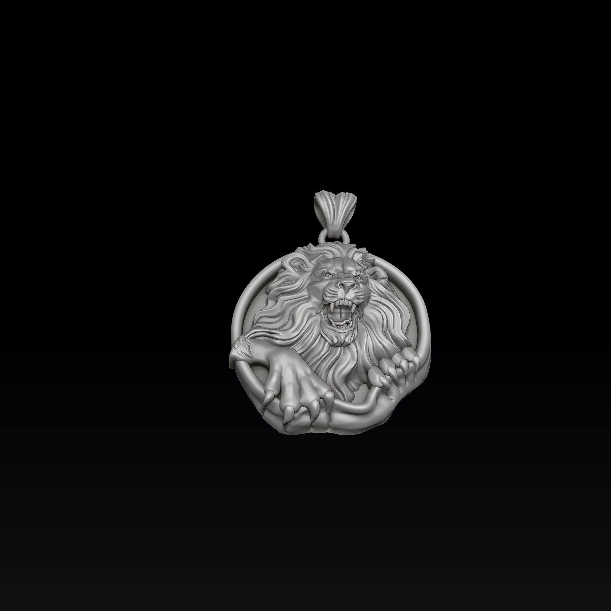 Furious Angry Lion pendant 3D print model_7