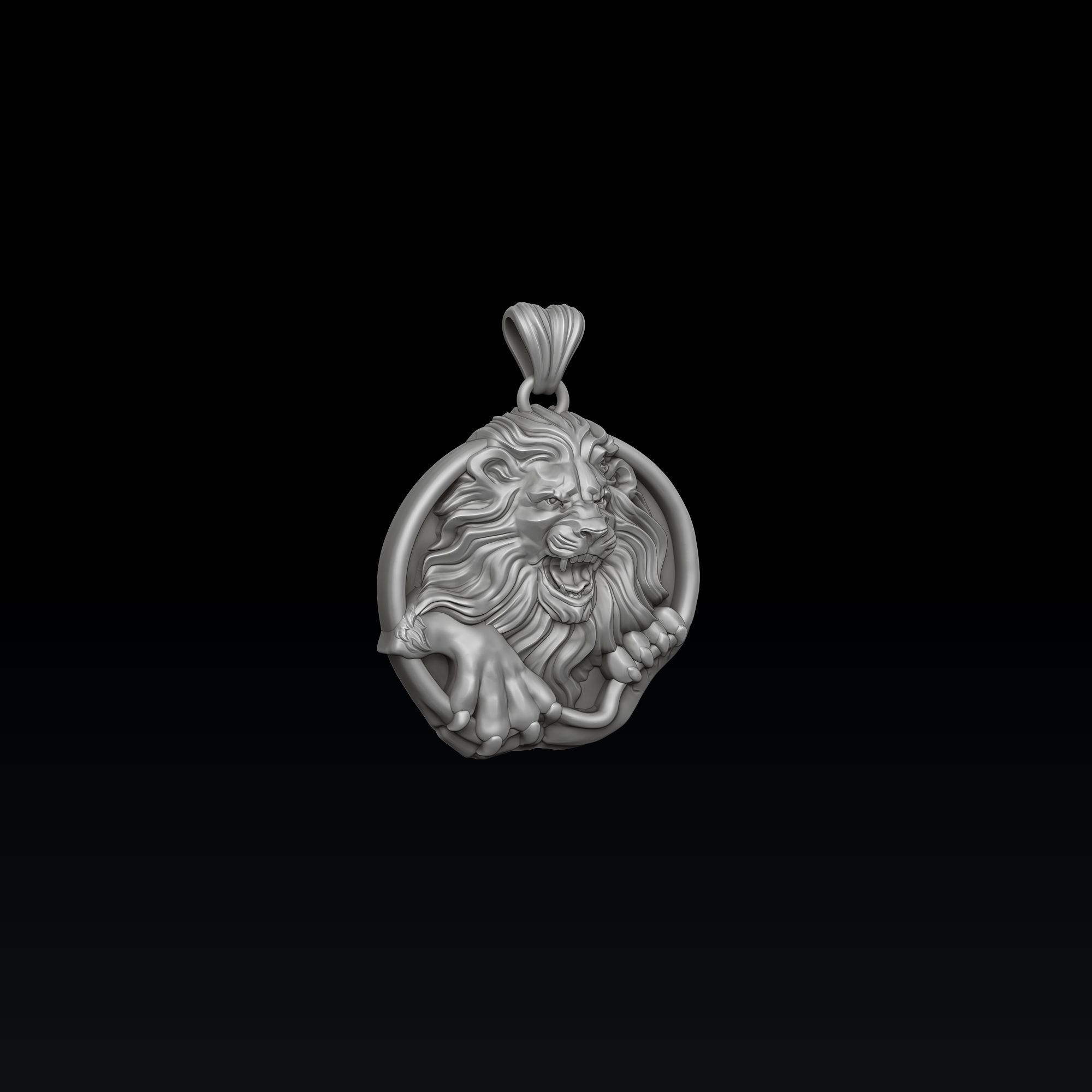 Furious Angry Lion pendant 3D print model_2